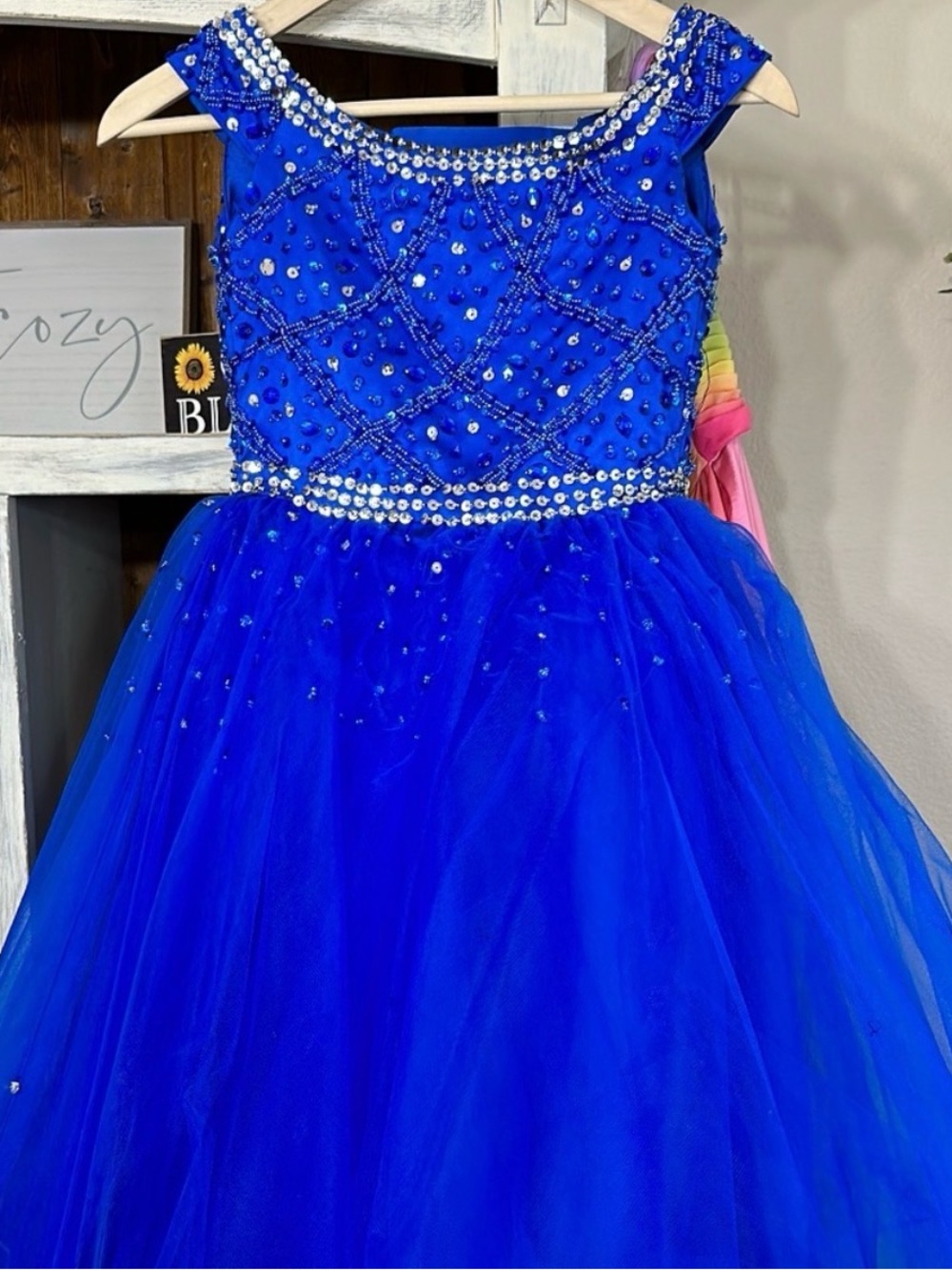 Pageant Blue Sequin Tulle Girls' Formal Dress